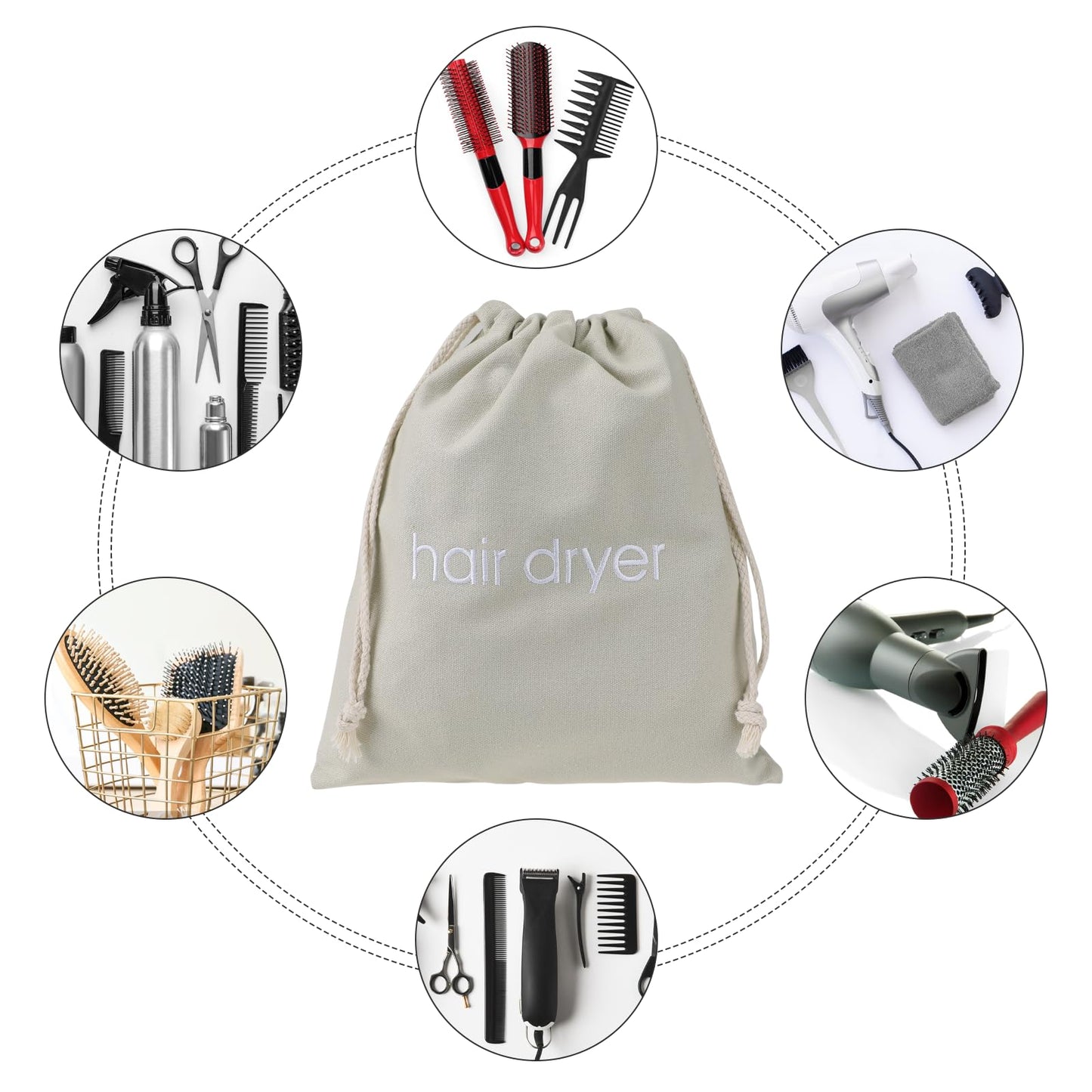 Hair Dryer Bags Drawstring Bag Container Hairdryer Bag Travel Bag Hair Tools Travel Bag for Traveling, Guest Rooms,Bathroom and Hotels(Grey)