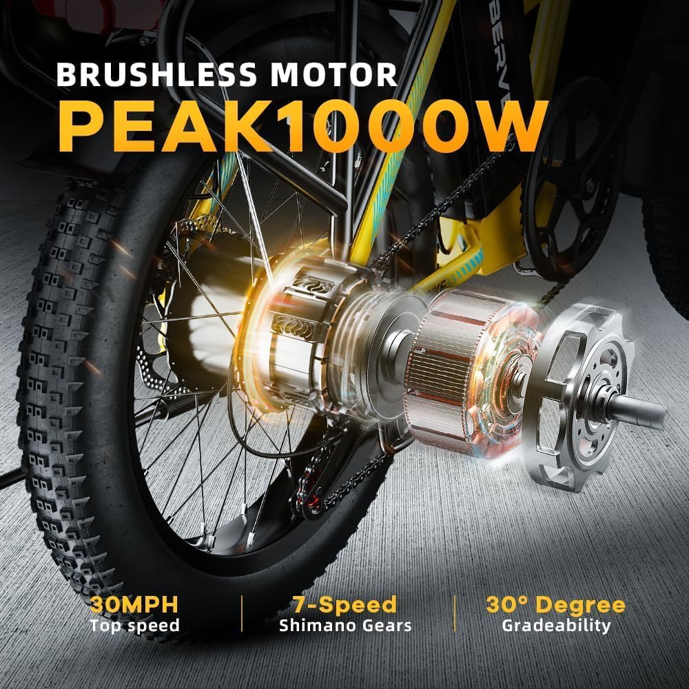 DriftGod Folding Electric Bike for Adults β 1000W Motor, 20"x3" Fat Tire, 48V Removable Battery, All-Terrain E-Bike with 7-Speed, Front Suspension β Powerful Foldable Ebike for Commuter
