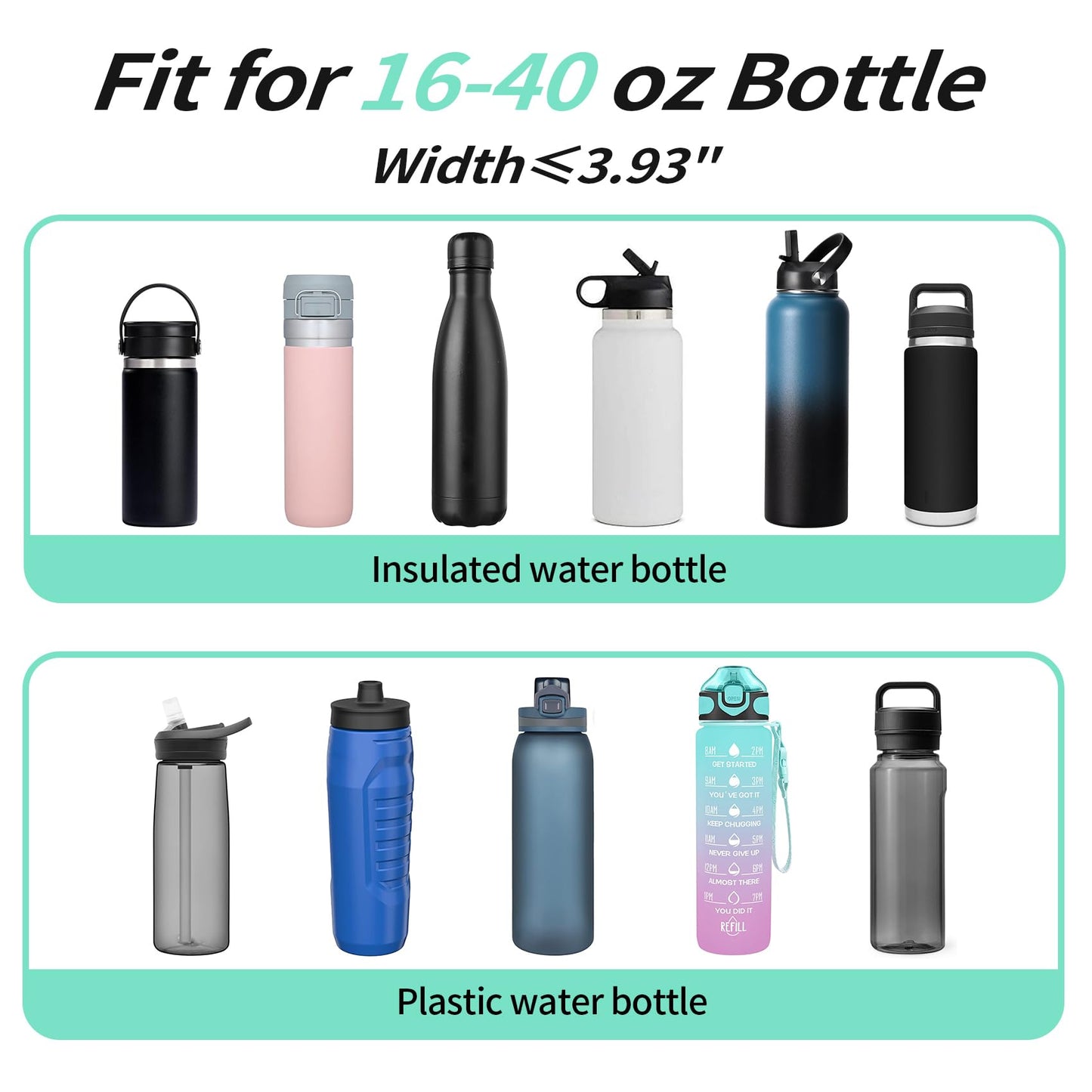 AceTreker Water Bottle Carrier Bag, 32 oz/ 40 oz Water Bottle Sleeve with Paracord Hanlde & Strap, Neoprene Insulated Metal Canteen Pouch Holder with Phone Pocket for Gym, Sport, Fishing-Navy