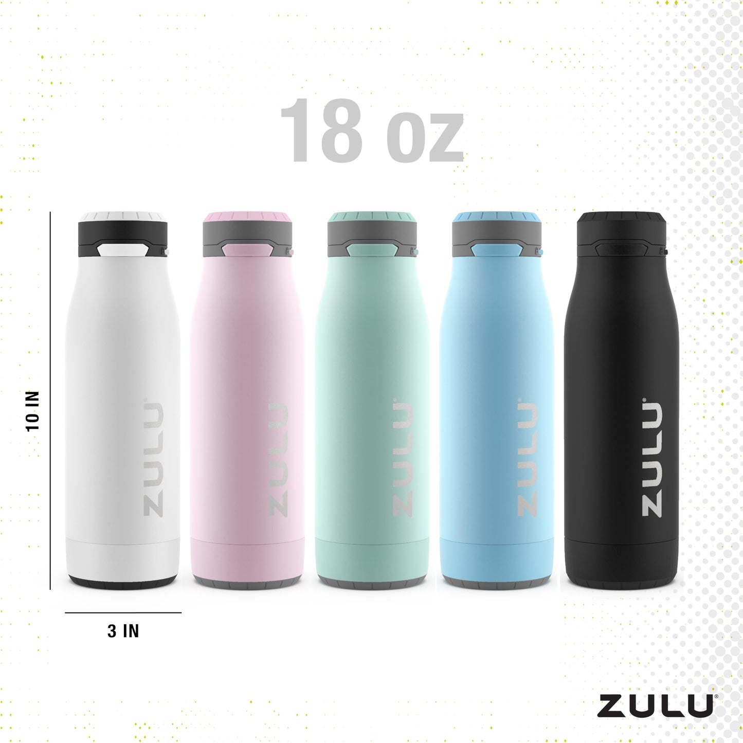 Zulu Ace 18oz Vacuum Insulated Stainless Steel Water Bottle with Chug Spout, Leak-Proof Locking Lid and Removable Base for School, Backpack, Sports, Gym, Travel, Red White & Blue