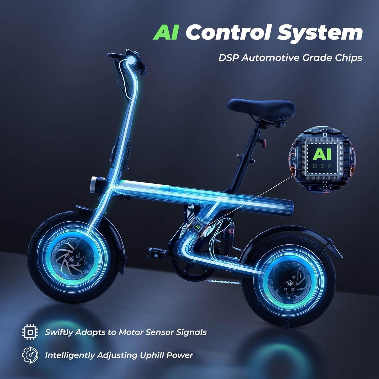 isinwheel U1 Electric Bike for Adults 500W Motor, 20 mph Folding Ebike