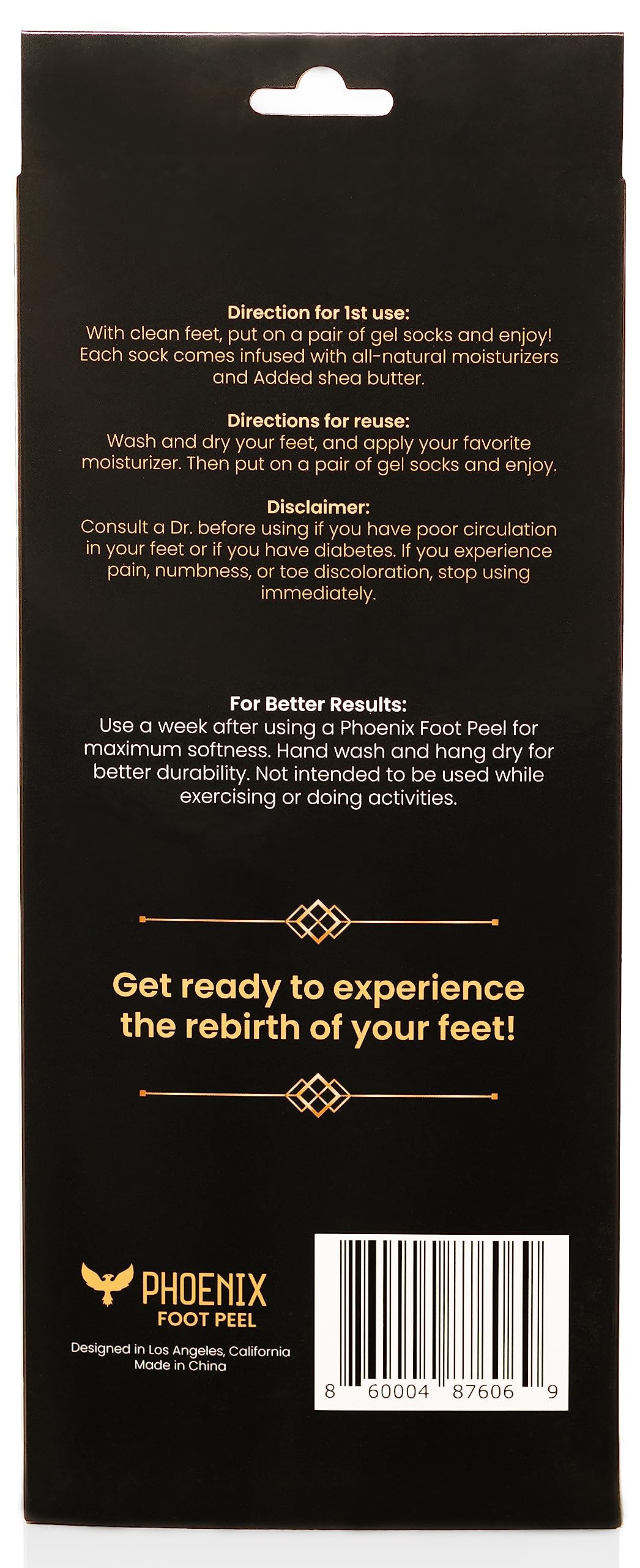 Moisturizing Gel Socks for Men - Extra Large - 2 Pairs - with Shea Butter - Paraben Free - Reuseable Moisturizing Socks - Phoenix Foot Peel™