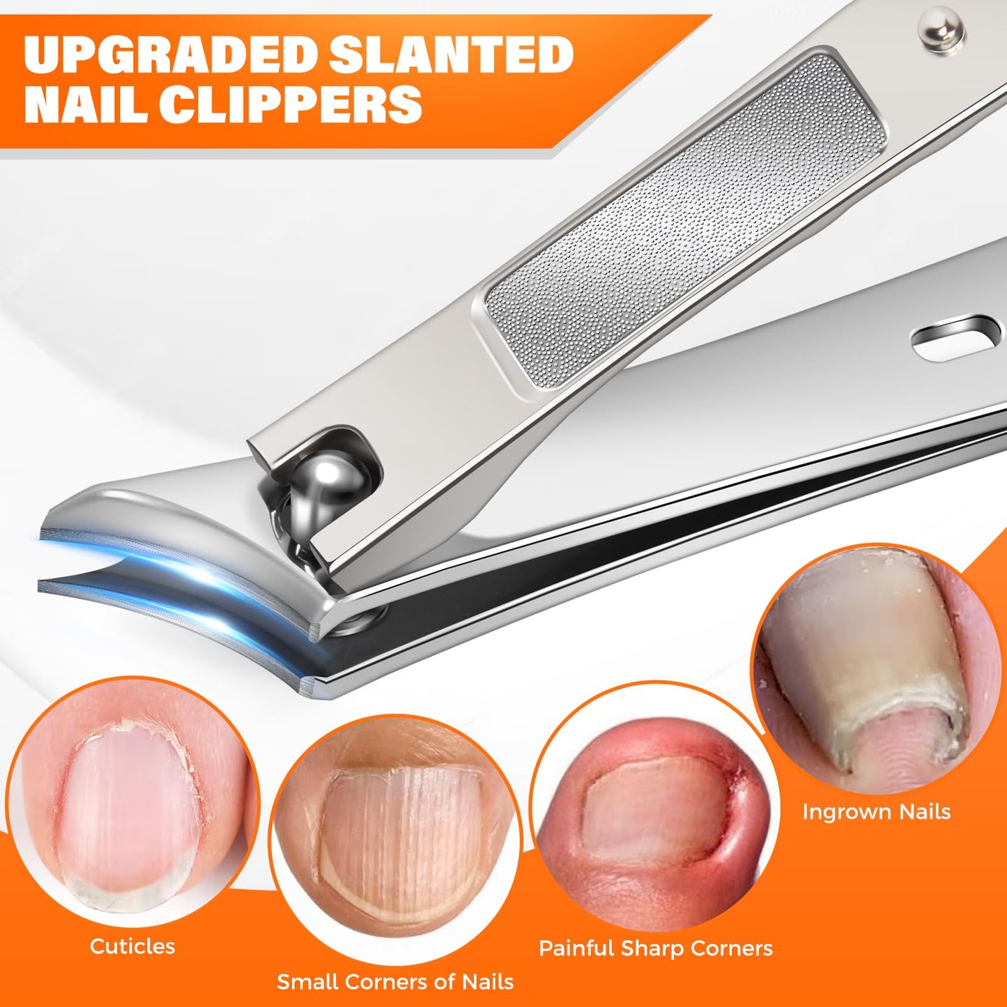 Toenail Clippers for Seniors Thick Toenails, Heavy Duty Large Toe Nail Clippers for Men Thick Nails with Wide Opening, Sharp Ingrown Toenail Clippers Nail Cutter Long Handle with Slanted Curved Blade