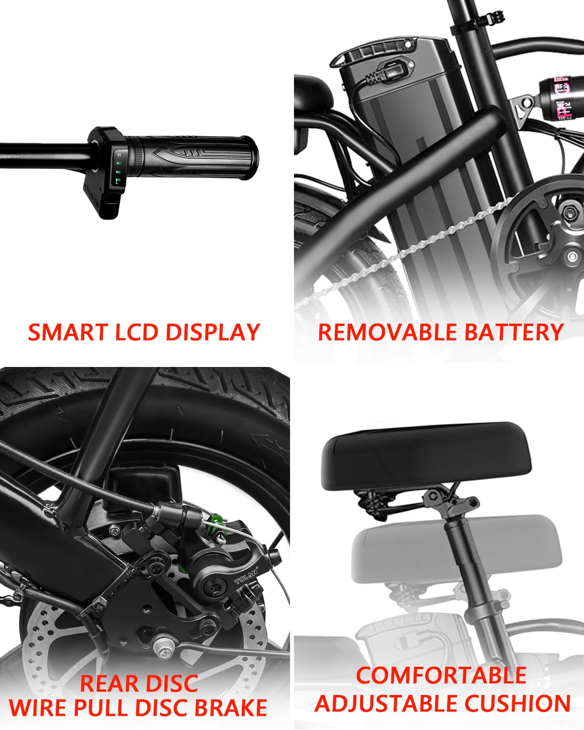 GOKU Electric Bike for Adults 500W Peak Motor, 15 Mph Folding Ebike, 14" Tire Electric Bicycles with Max 15° Uphill, 576Wh Battery, 25+ Miles PAS Range, E Bikes for Adults and Teens (A1)