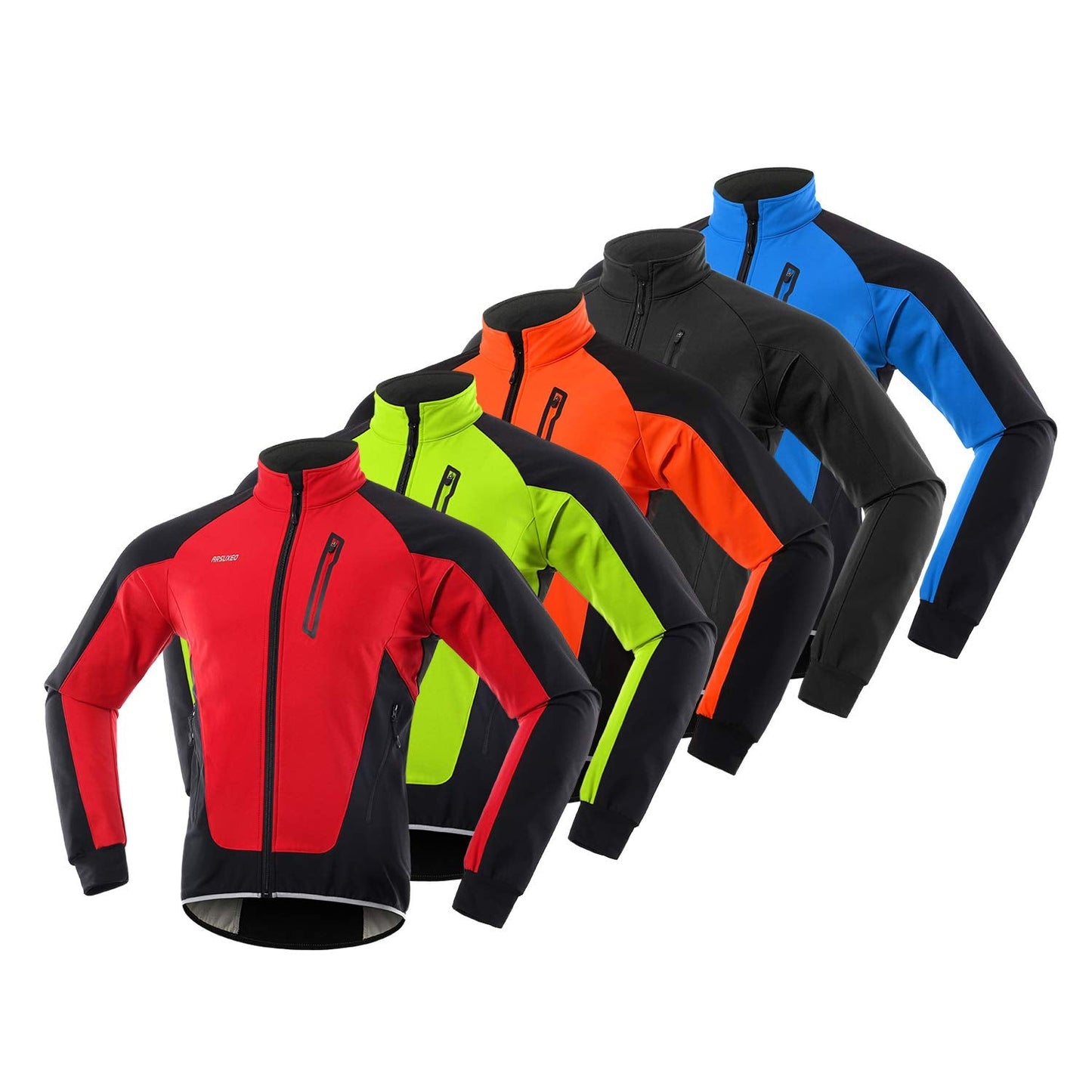 LIXADA Men Cycling Jacket Thermal Fleece with Multi Pockets Waterproof Windproof Long Sleeves Sports Jacket Coat MTB Bike Jersey for Autumn Winter Running Cycling Jogging Daily Wear