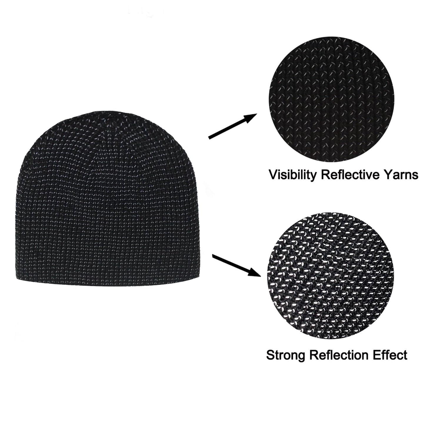 Oeyliz Reflective Beanie Men Women Unisex Reflective Hat Winter Warm Reflective Running Beanie Hat Night Running Walking Reflective Beanie Hats Black Winter Reflective Running Beanie Hat (Black)