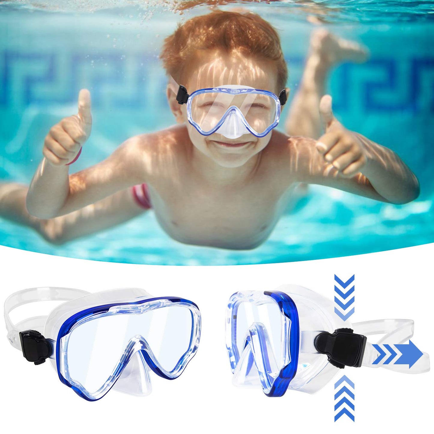 Peicees Swimming Goggles with Nose Cover for Kids, youth Anti Fog Swim Goggles Snorkel Diving Mask for Boys Girls