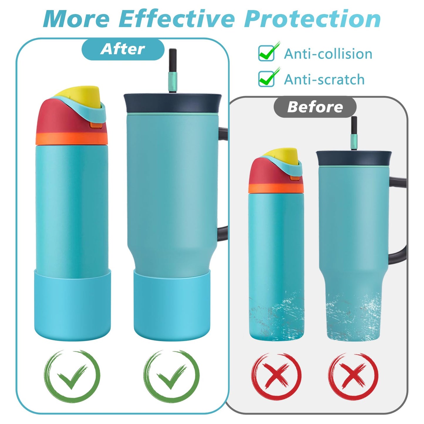 UBEEKOO Tall Silicone Boot for Owala Tumbler 40oz, for Owala FreeSip 24oz, Sleeve Cover for Stanley 24oz IceFlow Fast Flow Water Bottle, Anti-Slip Bottom Protective for Owala Accessories,SkyBlue