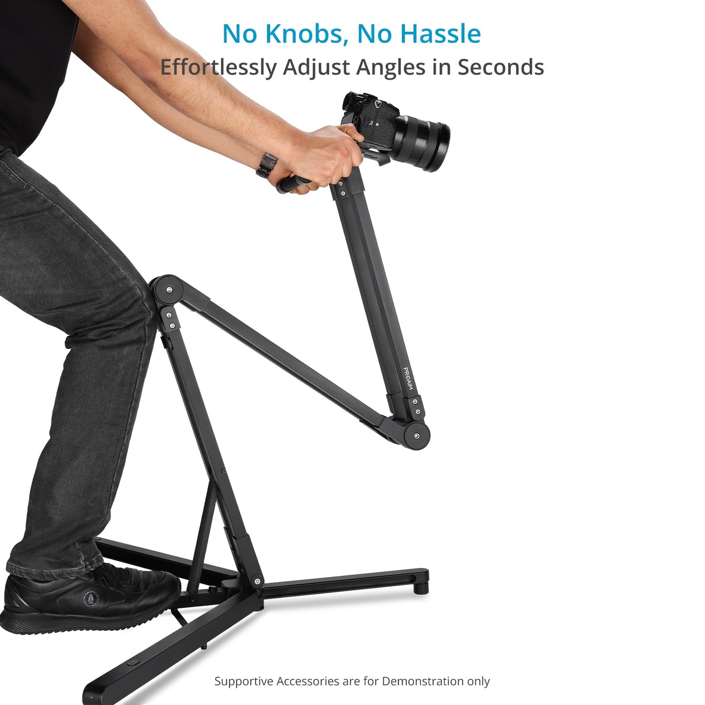 Proaim Flexlift Folding Camera Stand for Videographers & Content Creators. Max Height: 60”. Payload: 2.5kg/5.5lb. Smartphone Holder Included. for Crafting How-to Videos (P-FXFS-01)