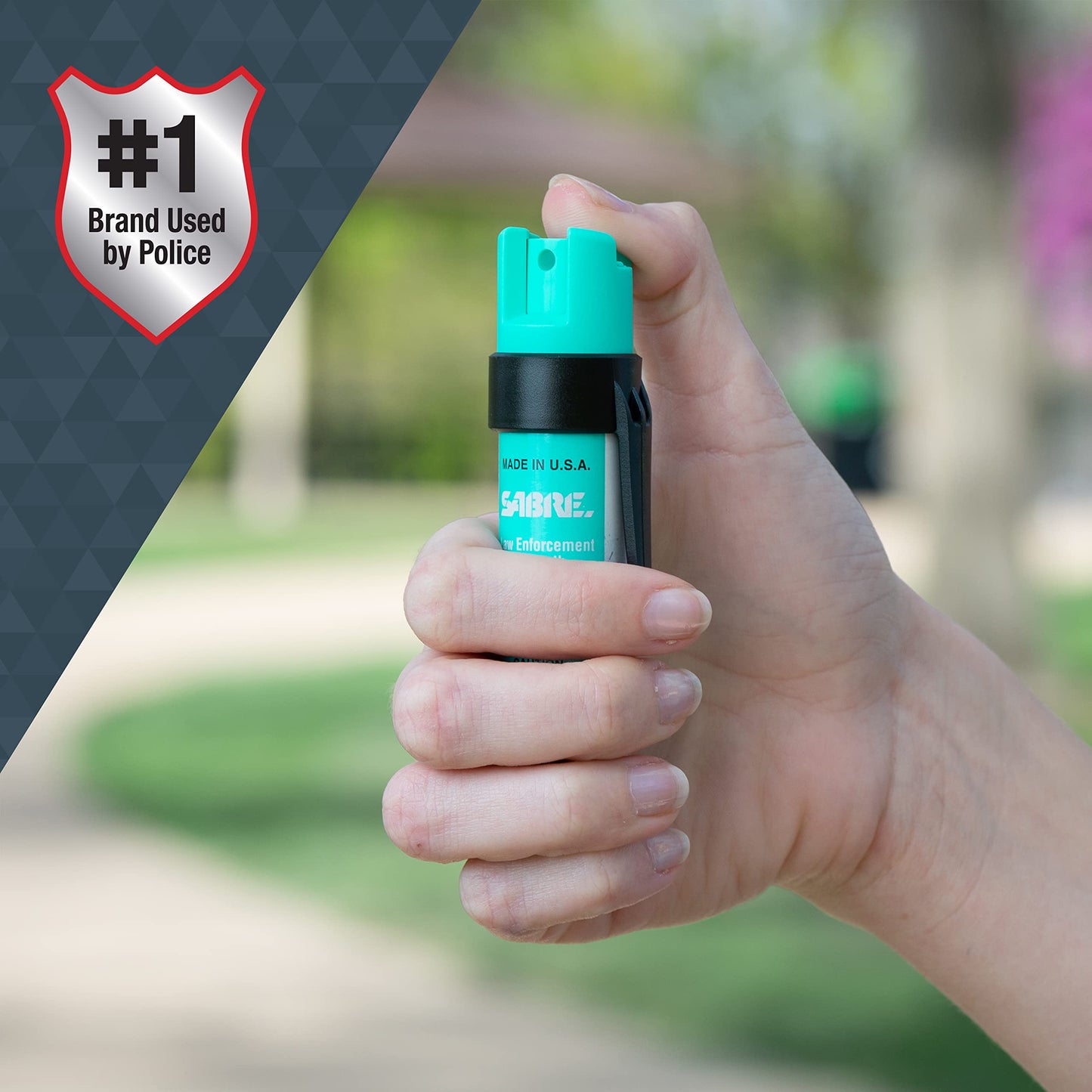 SABRE Advanced Pepper Spray for Self Defense, 3-in-1 Formula with Maximum Strength Pepper Spray, CS Military Tear Gas, UV Marking Dye, Fast Access Easy Carry Belt Clip, 35 Bursts, 0.67 fl oz