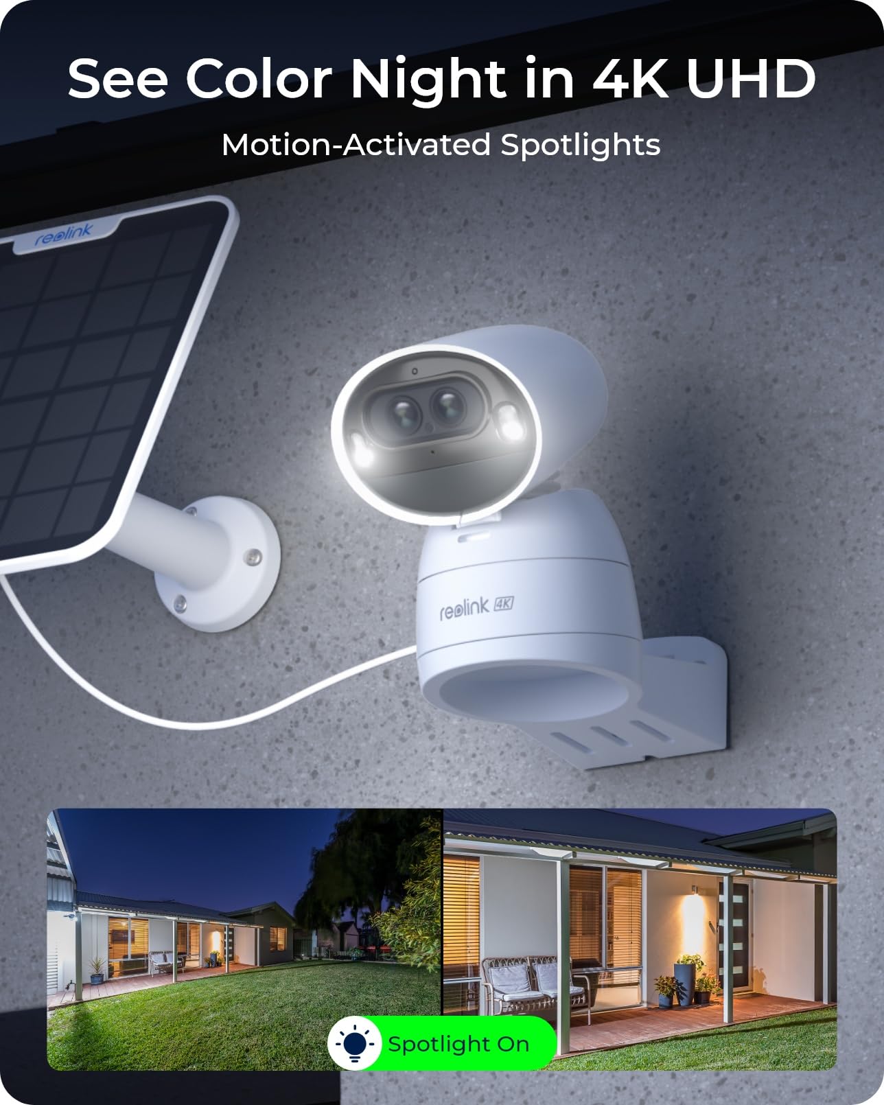 REOLINK Argus Track, 4K+2MP Dual-Lens Solar Security Camera, Wireless Outdoor/Indoor Camera, Pan & Tilt, Auto Zoom Tracking, 2.4/5GHz WiFi, Color Night Vision, AI Detection, No Subscriptions