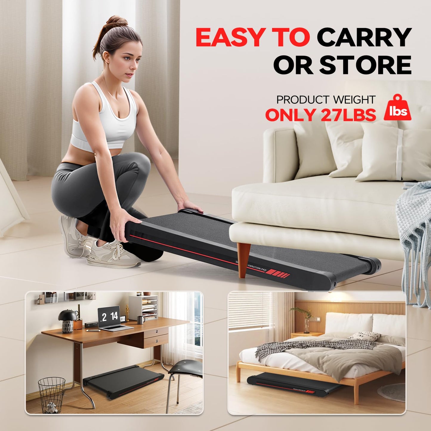 Sperax Walking Vibration Pad,Under Desk Treadmills for Home,4 in 1 Vibration Plate Exercise Machine,Portable Walking Pad with APP,350 Lb Capacity Multifunctional Treadmill Pro Max