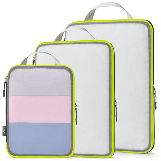 Cipway Mesh Compression Packing Cubes, Ultralight See Through Luggage Organizer Bags, Travel Essentials for Carry on Suitcase (3Pcs,Black)