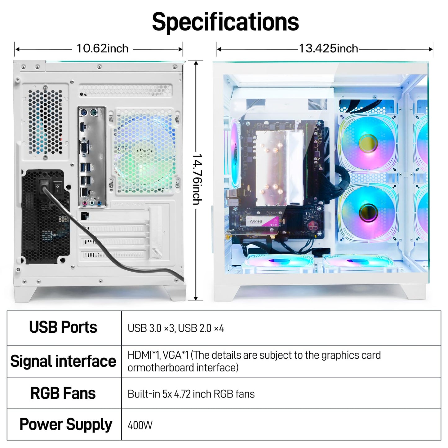 LXZ Desktop PC Computer Ryzen 5-5600GT 8 core 3.6GHz, 16G DDR4 RAM, 512G NVME SSD, Tower Computer with 400W Power Supply for Working, Home and Office (White)