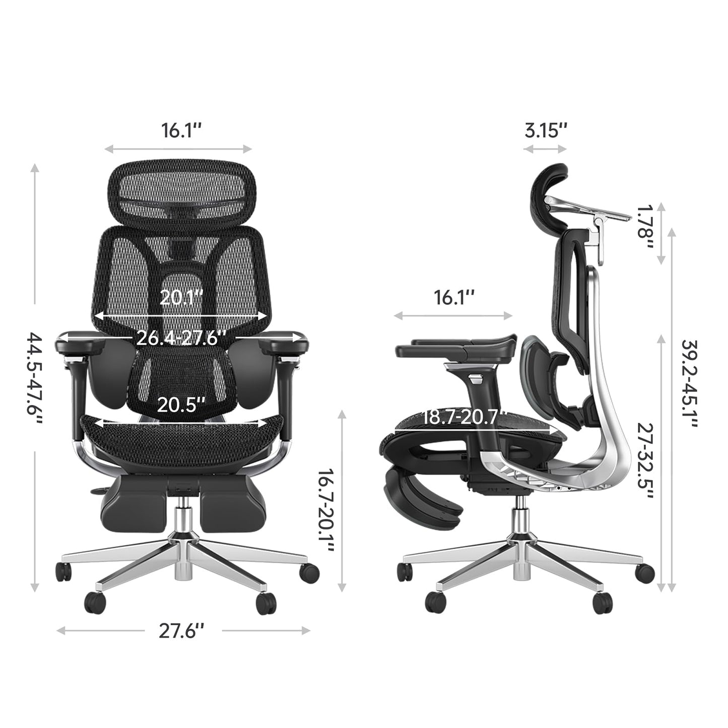 Hbada E3 Pro Ergonomic Office Chair, Big and Tall Office Chair - with 3-Zone Dynamic Lumbar Support, 4D Adjustable Headrest, 6D Adjustable Armrests, Swivel, Black