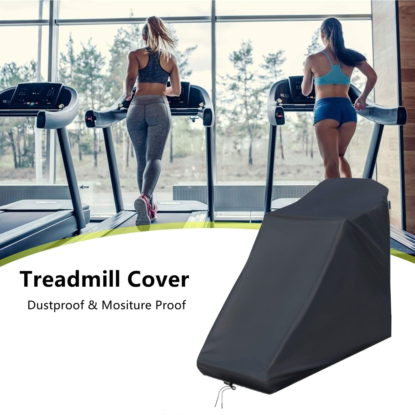 Rilime Treadmill Cover, Waterproof Outdoor Treadmill Covers with Drawstring, Upgrade Dust Proof Heavy Duty Non-Folding Running Machine Treadmill Covers for Indoor Outdoor