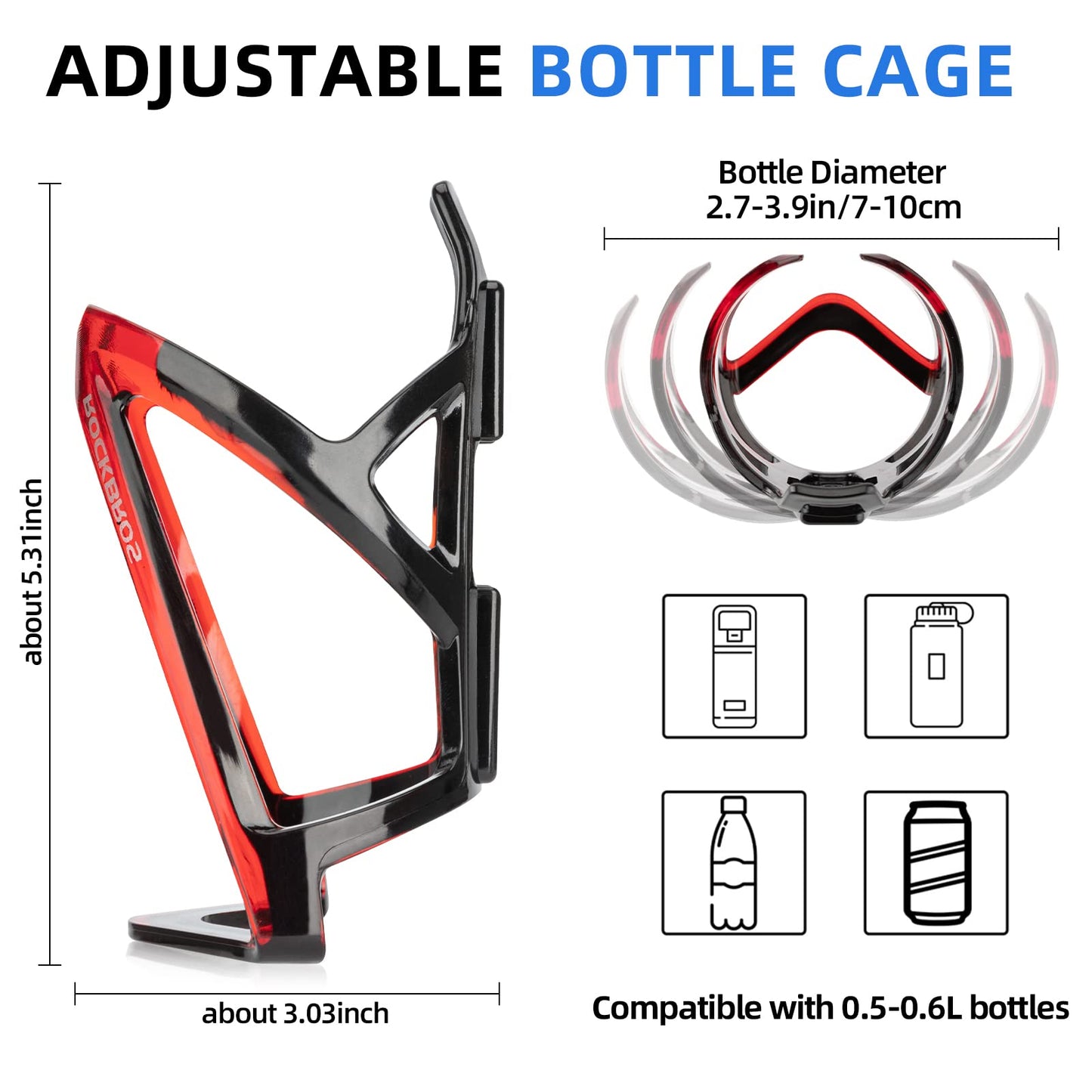 ROCKBROS Bike Water Bottle Holder Ultra-Light Bicycle Bottle Cages with Screws Tool, Universal Bike Cup Holder for Road MTB Mountain Bikes Cycling Accessories(2 Pack)