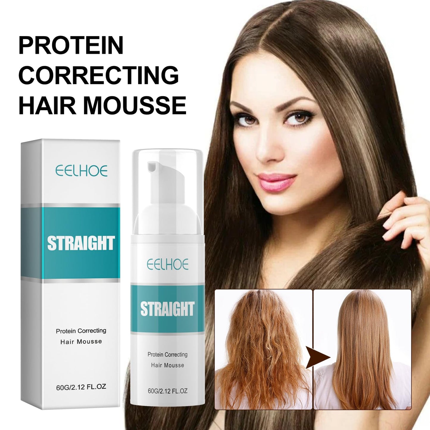 Protein Correcting Hair Straightening Cream, Silk & Gloss Protein Keratin Treatment, Nourishing Fast Smoothing Collagen Hair Straightener Cream, Protein Correcting, for All Hair Types, 100ML/2PCS