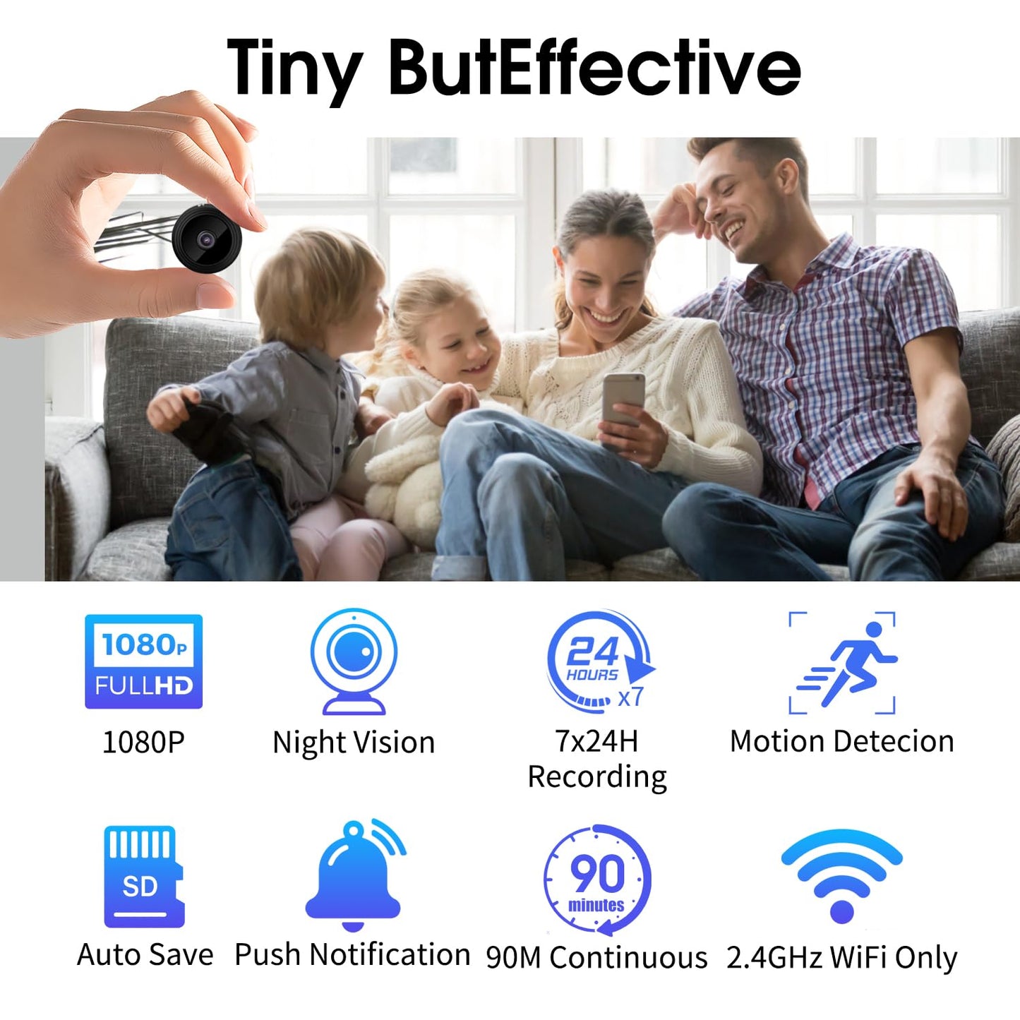 Small Hidden Camera WiFi Wireless Indoor, 1080P HD Spy Camera, Mini Camera, Security Cameras Wireless Indoor, Cloud Storage