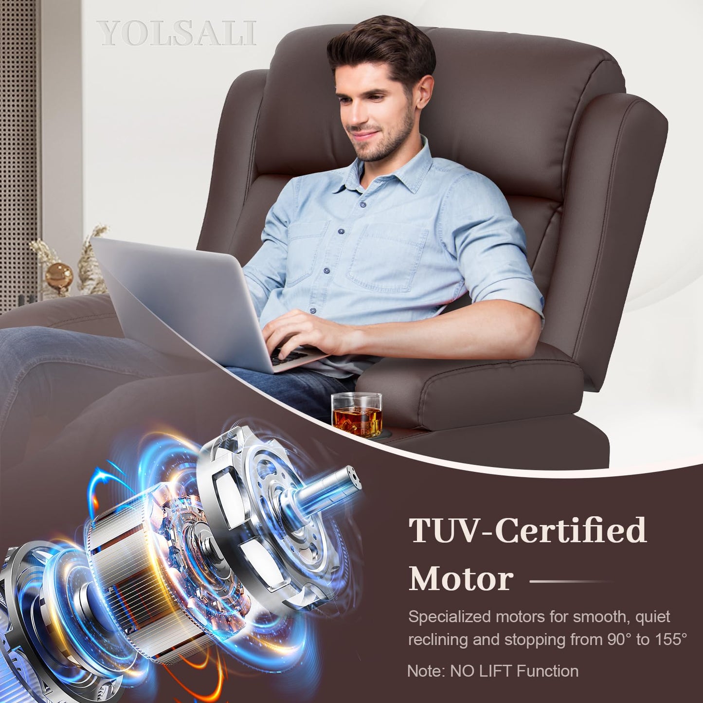 Aotolo Extra Wide Seat Recliner Chair with Heat and Back Massage, Electric Power Oversized Reclining Chair Infinite Position with Storage Armrests & 2 Cup Holders for Living Room, Manual Recliners
