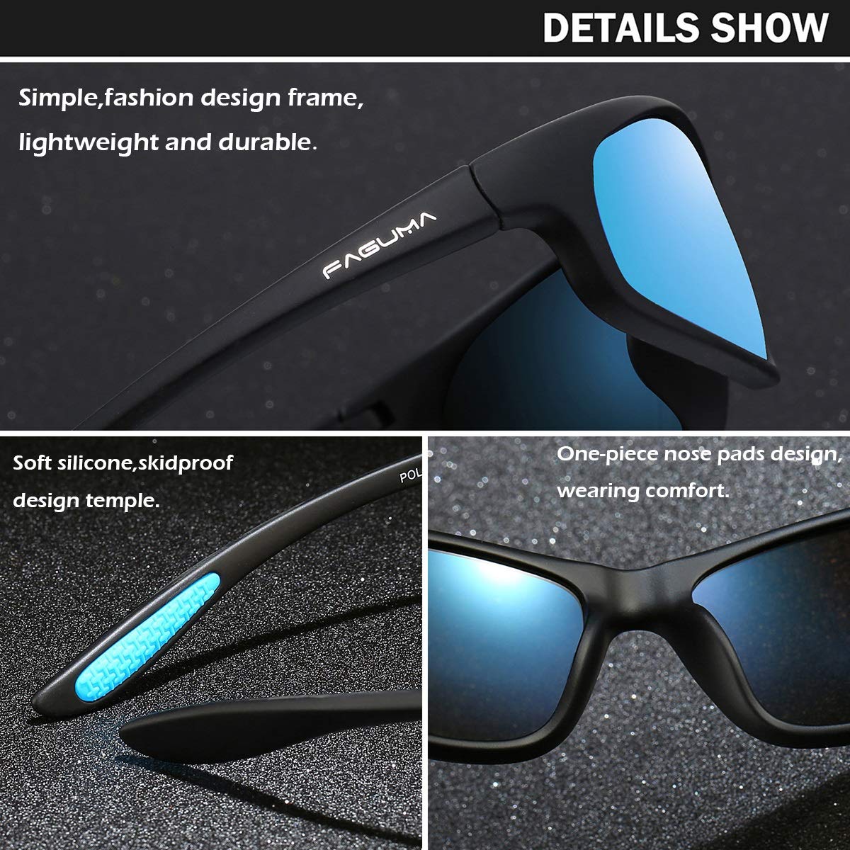 FAGUMA Polarized Sports Sunglasses For Men Cycling Driving Fishing 100% UV Protection