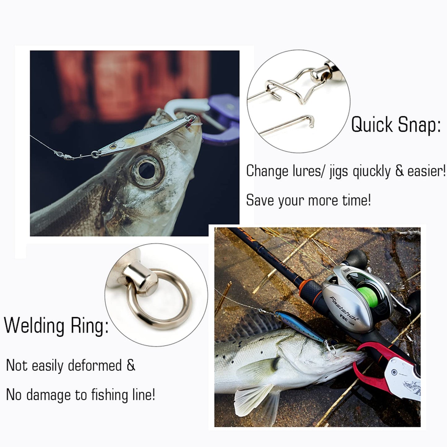 AMYSPORTS Duo Lock Snap Fishing Swivels Stainless Barrel Swivels Fishing Lure Snap Swivels Ball Bearing Swivels Fishing Tackle for Saltwater Fishing Freshwater Fishing 25pcs 66lbs