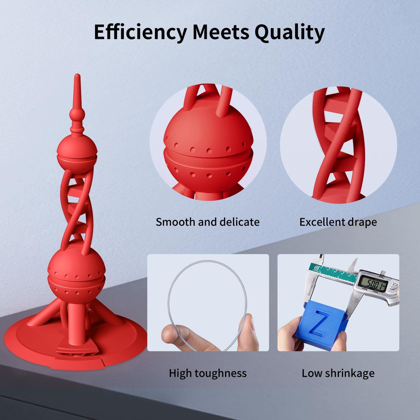 ANYCUBIC High Speed 3D Printer Filament 1.75mm Bundle, Rapid PLA Filament with High Prints Quality, Dimensional Accuracy +/- 0.02mm, 1KG Reusable Spool, 4KG Black +White + Blue + Red
