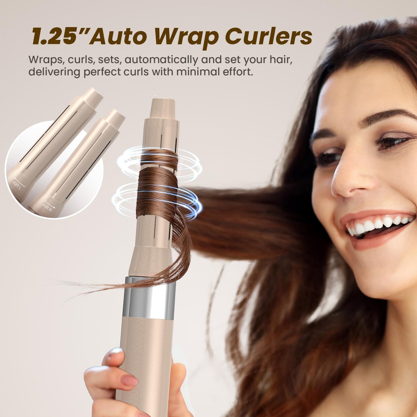 Air Wrap Hair Multi Styler Pro 6-in-1, with 110,000 RPM High Speed & Ionic Technology Styling & Drying System with 2 Auto Curlers, for Fast Volumizing, Straightening, Smoothing