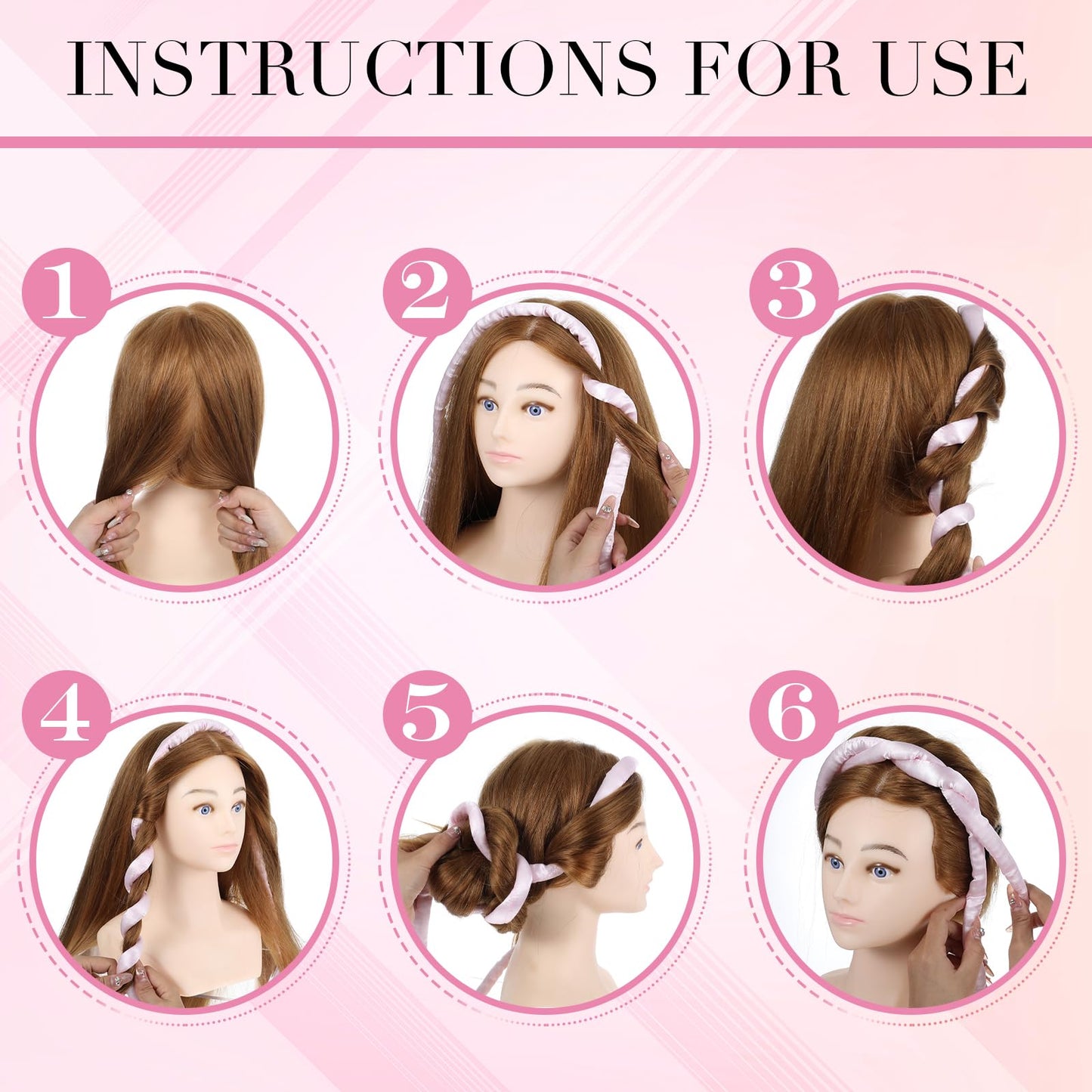 AOZUO Heatless Curling Rod Headband, Heatless Hair Curler Heatless Curls Overnight for Short Long Hair No Heat Overnight Curls with Thin Curlers to Sleep In for Short Hair (Pink)