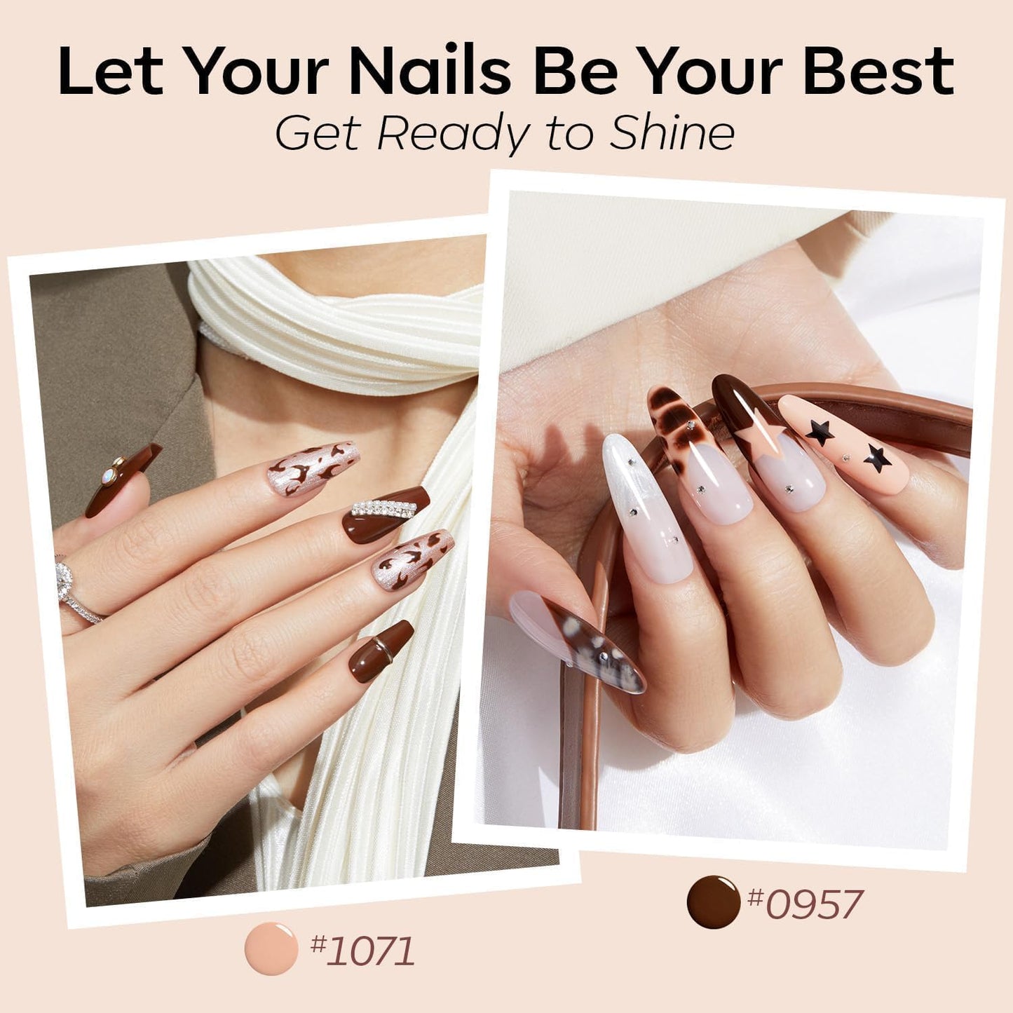modelones Gel Nail Polish Set, 6 Colors Nude Hema Free Gel Polish Skin Tone Neutral Brown Pink Glitter Shimmer Nude Nail Polish Starter Kit Soak Off All Season Manicure DIY Salon Gift