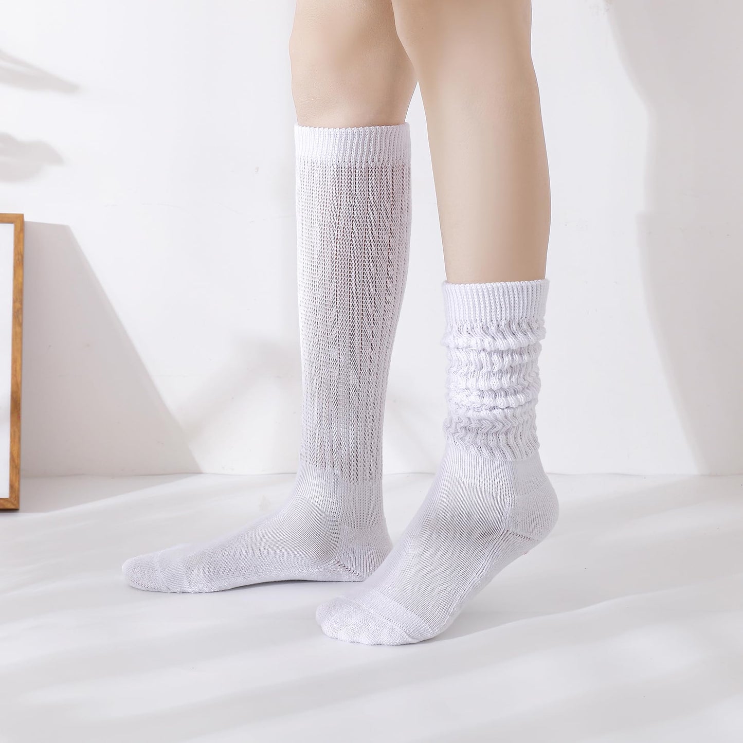 Amcdrms Slouch Socks for Women, Soft Scrunch Socks for Girls and Student, Fall Winter Slouchy Socks Knee Highs 2 Pairs Pack