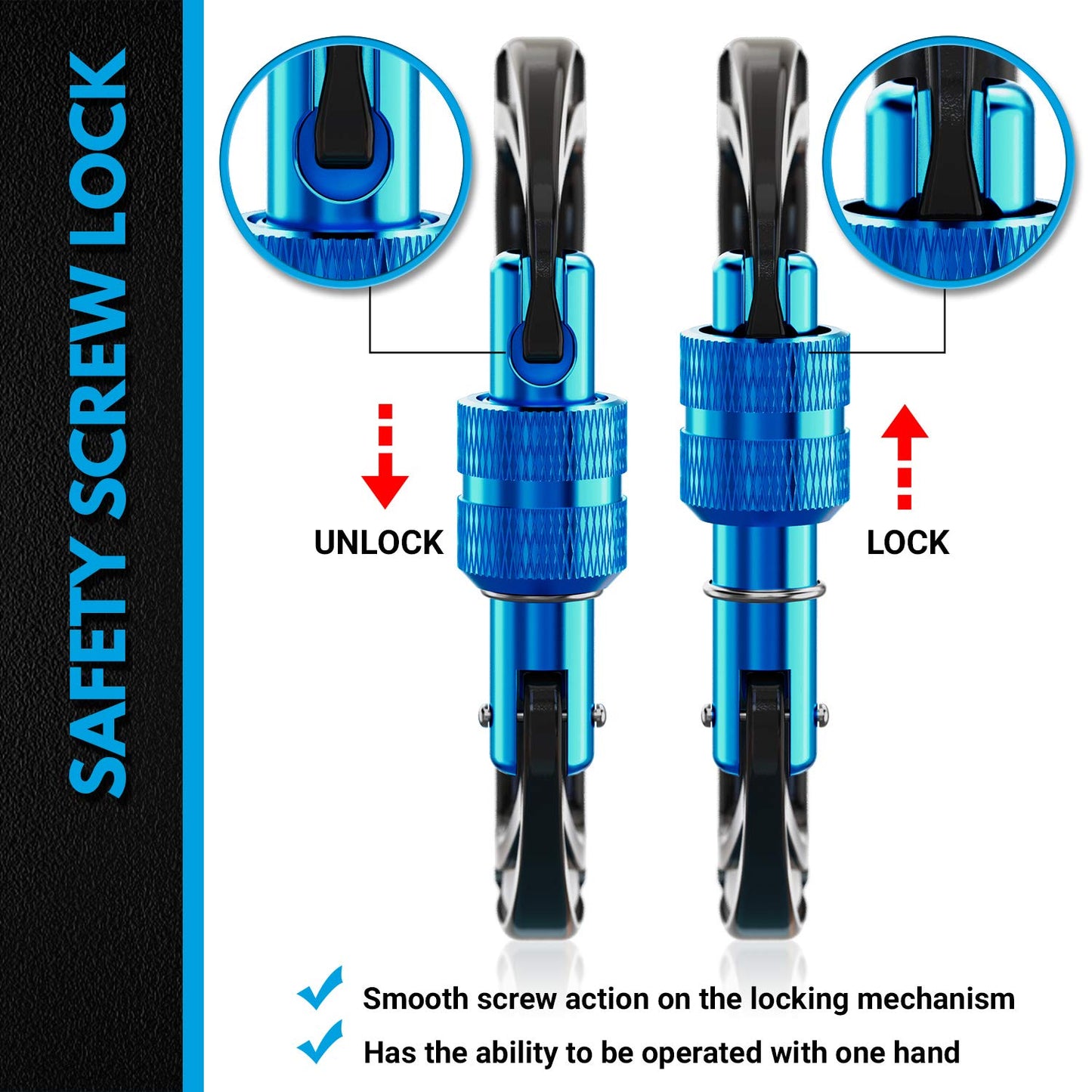 RHINO Produxs 2PCS of 12kN (2697 lbs) Heavy Duty Lightweight Locking Carabiner Clips - Excellent for Securing Pets, Outdoor, Camping, Hiking, Hammock, Dog Leash Harness, Keychains, Water Bottle