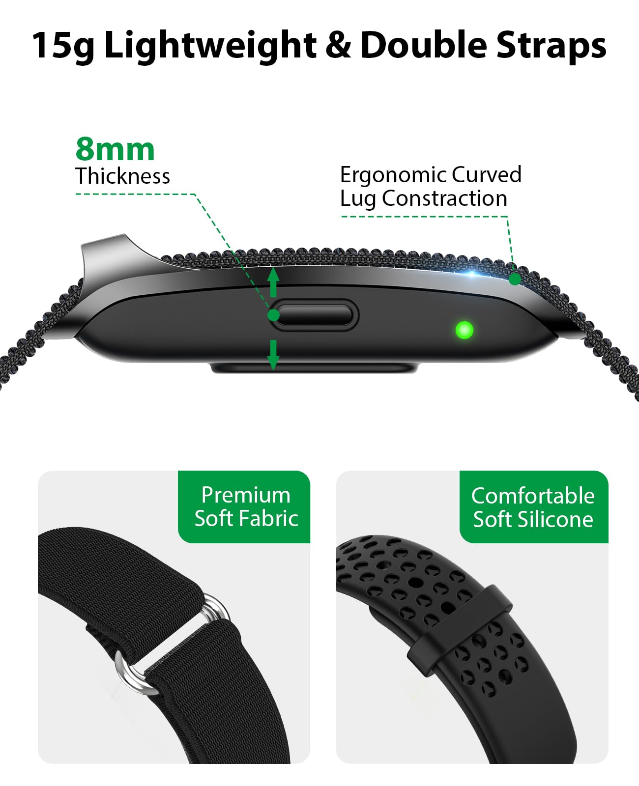 Smart Bracelet, Wearable Activity & Fitness Tracker Band, 24H Sleep Tracker, All-Day Continuous Heart Rate Blood Pressure Stress HRV Monitor, 120+ Sport Modes Smart Wristband with Free APP 2 Bands