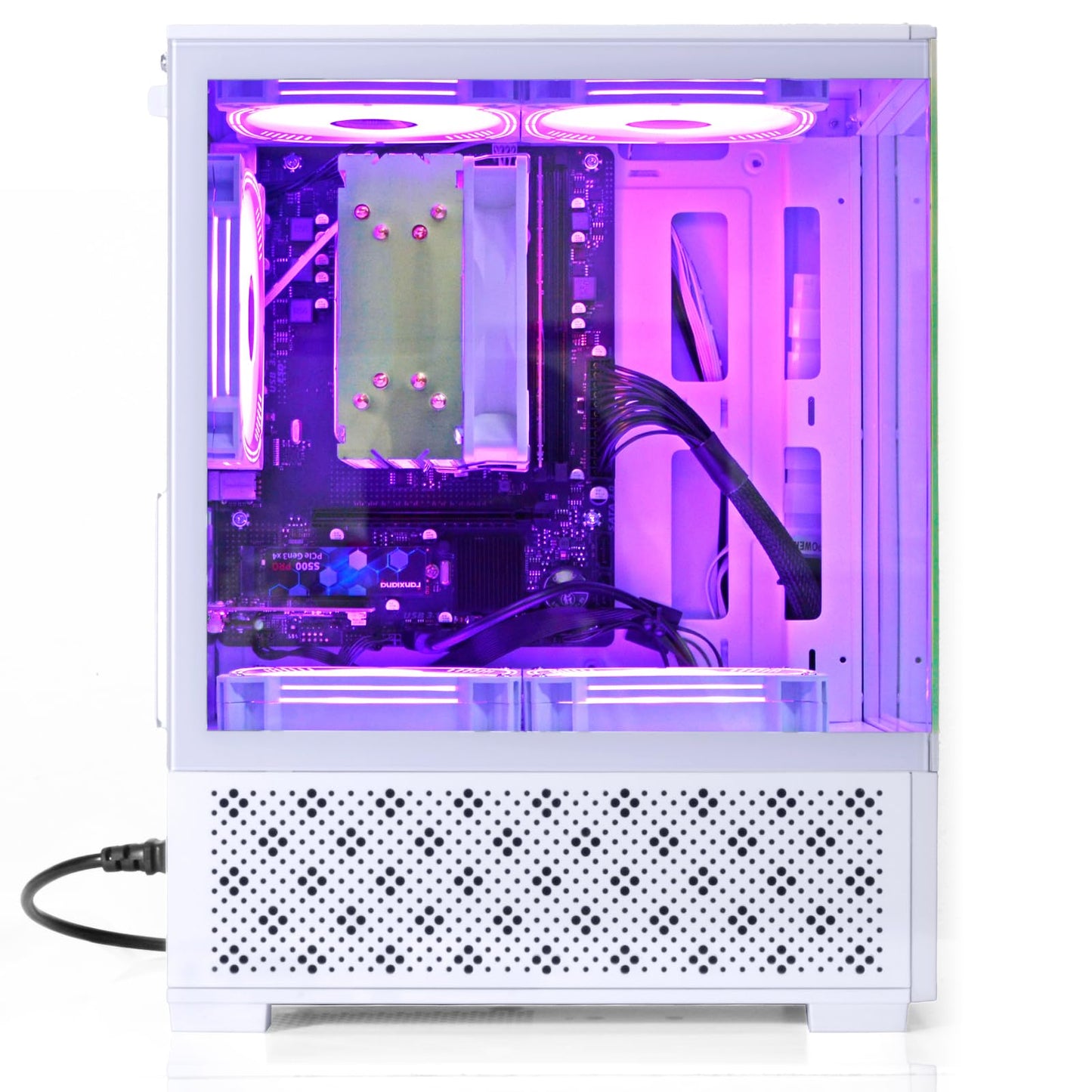 LXZ Desktop PC Computer AMD Ryzen 7-5700G 8 core 3.9GHz, 16G DDR4 RAM, 512GB NVME SSD, Tower Computer with Power Supply 400W for Home and Office (White)