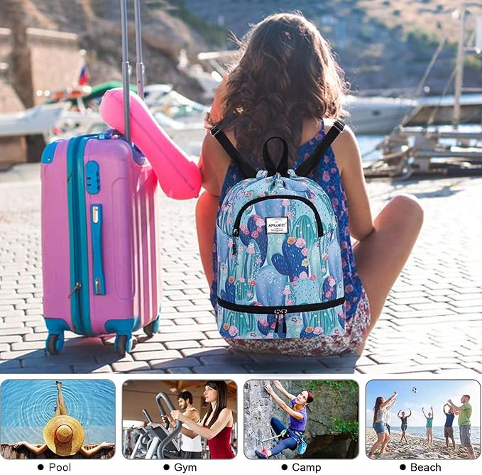 Dry Wet Drawstring Backpack with Shoe Compartment for Women Adjustable Gym Bag