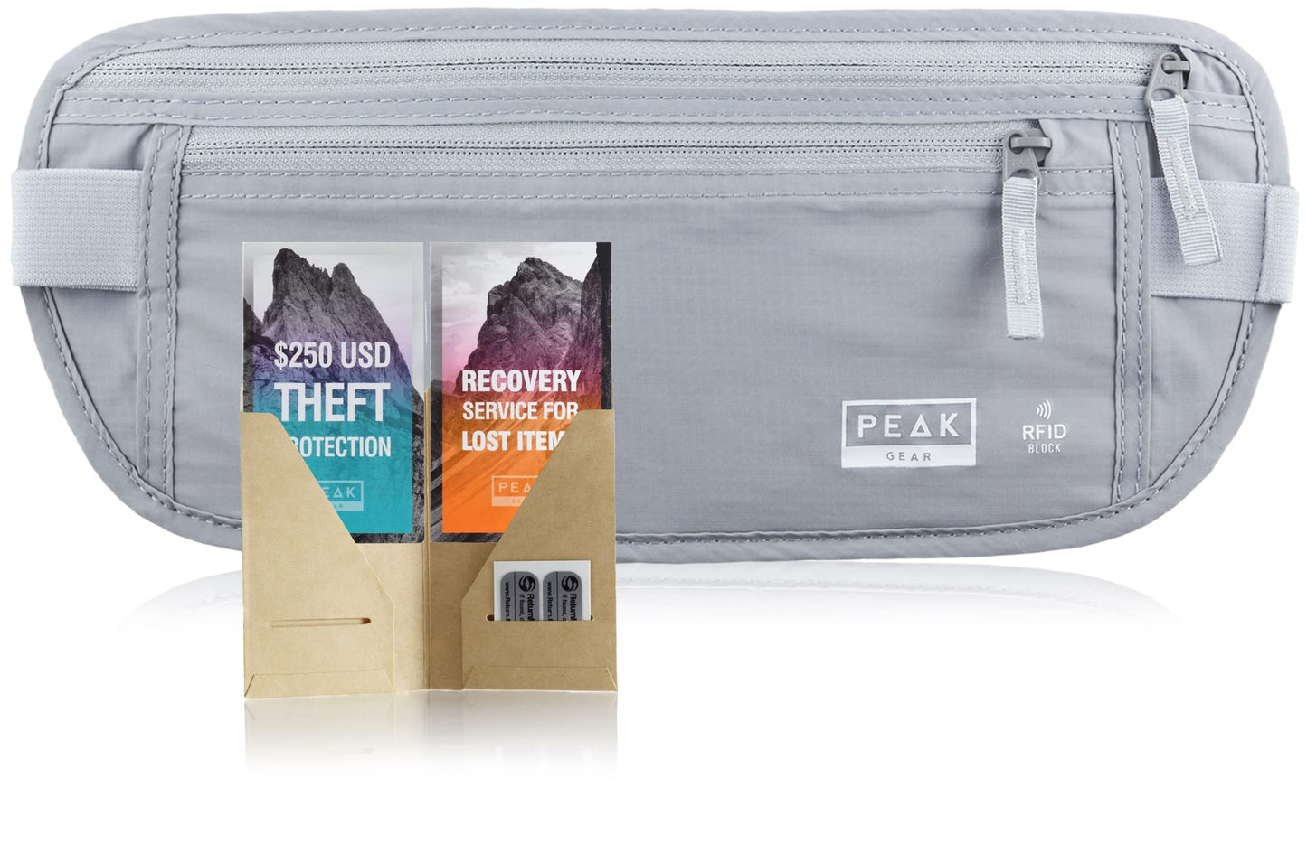 Peak Gear Travel Money Belt. Premium Quality Travel Wallet with RFID Blocking Fabric to Protect Credit Cards, Passports and Documents. Exclusive Theft Protection and 2 Recovery Tags | Beige