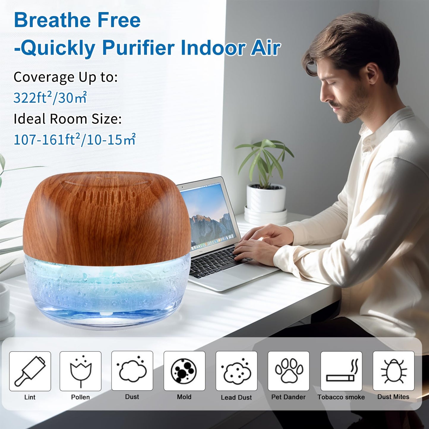 ap airpleasure Water-Based Purifier Air Washer, Air Revitalizer & Freshener, Air Fresher with 7 LED Color Changing Light for Rooms (DarkYellow)