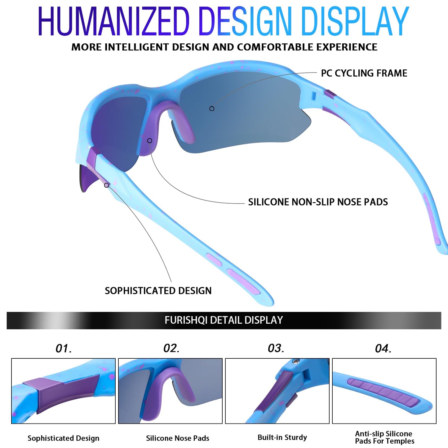 DioKiw 3PACK Sports Polarized Sunglasses for Men Cycling Running Fishing UV400 Protection Sun Glasses Lightweight Half Frame Goggles