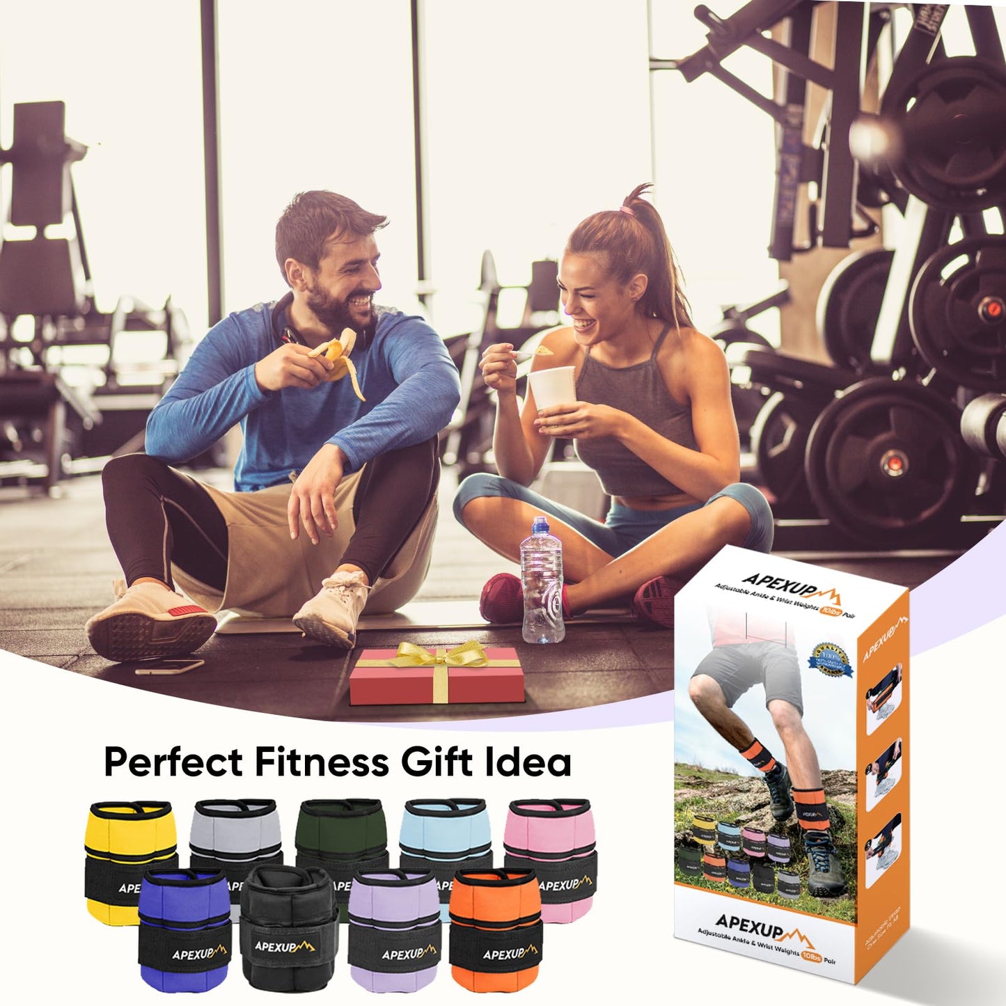 APEXUP 10lbs/Pair Adjustable Ankle Weights for Women and Men, Modularized Leg Weight Straps for Yoga, Walking, Running, Aerobics, Gym (Pastel Blue)