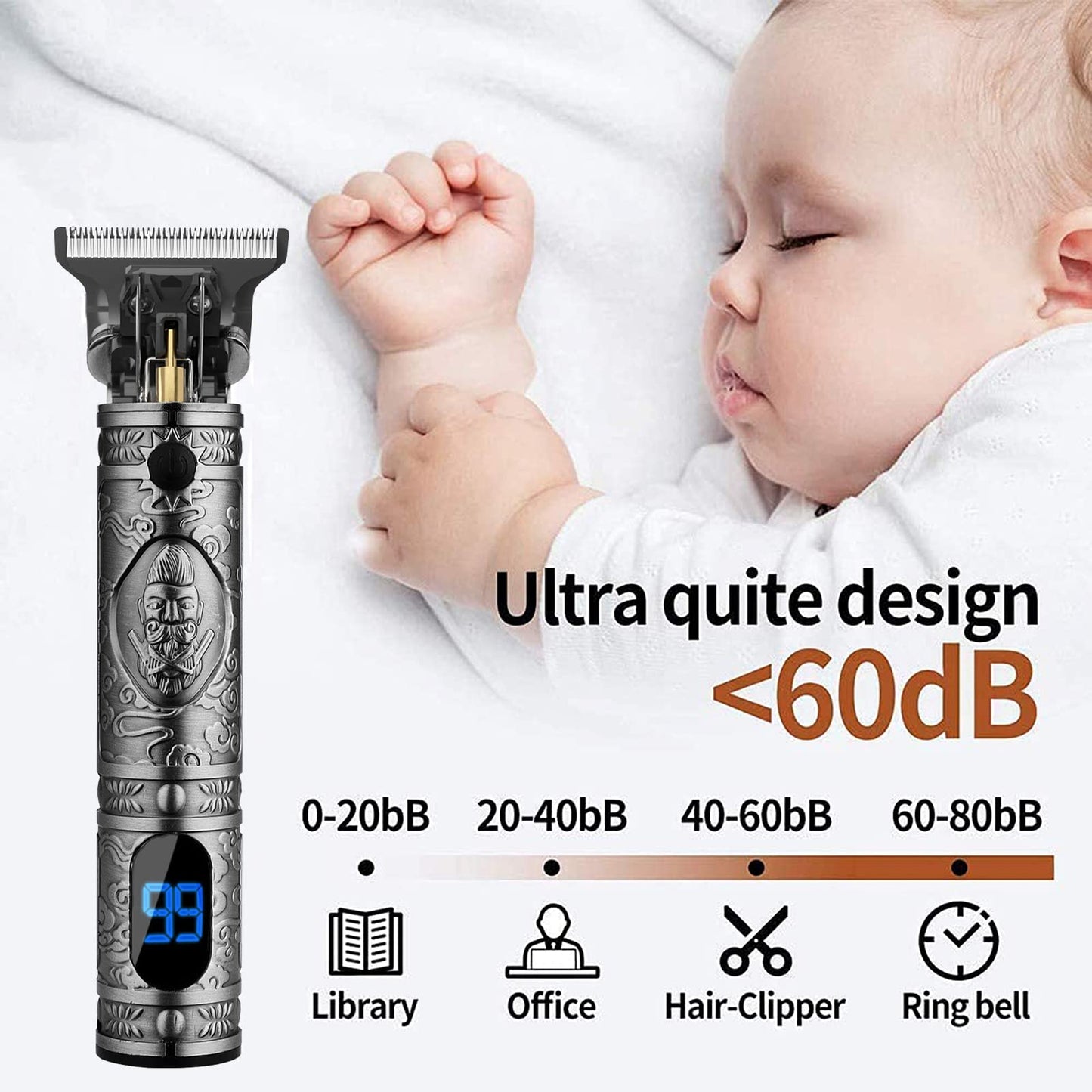 AMULISS Pro T Outline Clippers Trimmer, Electric Pro Li Blade Grooming Cordless Rechargeable,Professional 0mm Baldheaded Zero Gapped Hair Clipper for Men