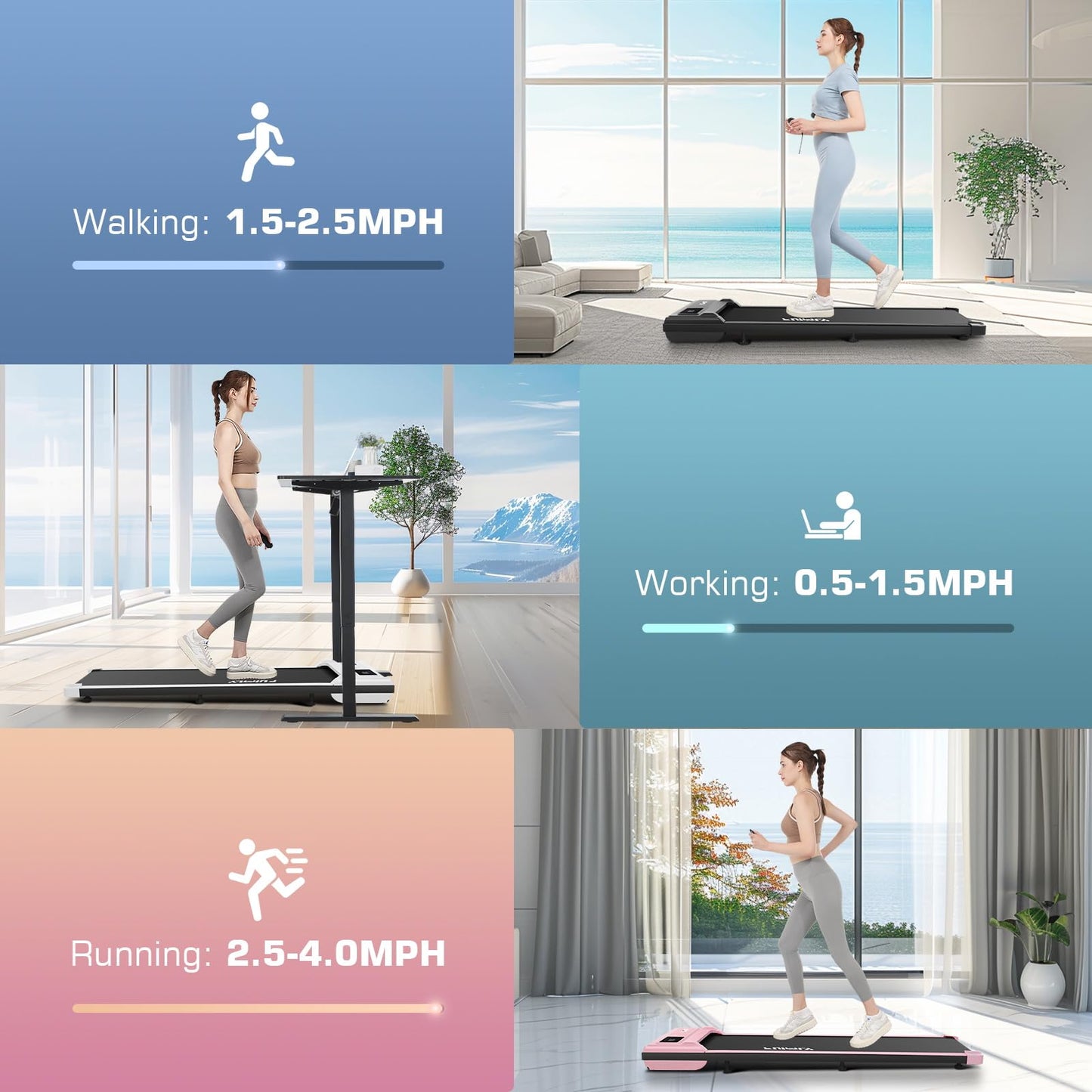 ANCHEER Under Desk Treadmill,3 in 1 Walking Pad Treadmill for Home,2.5HP Treadmill 300lb Capacity,Compact Treadmill with Remote Control,LED Touch Screen,Running Electric Machine