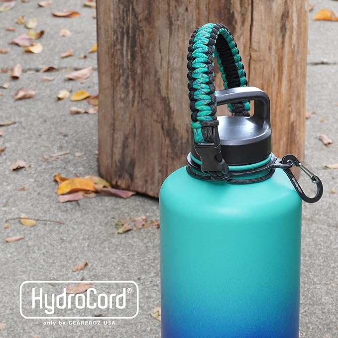 HydroCord Handle for Hydro Flask Wide Mouth Water Bottles, Hydroflask 1.0, Iron Flask, Thermoflask and Takeya Reusable Water Bottles, Paracord Survival Strap