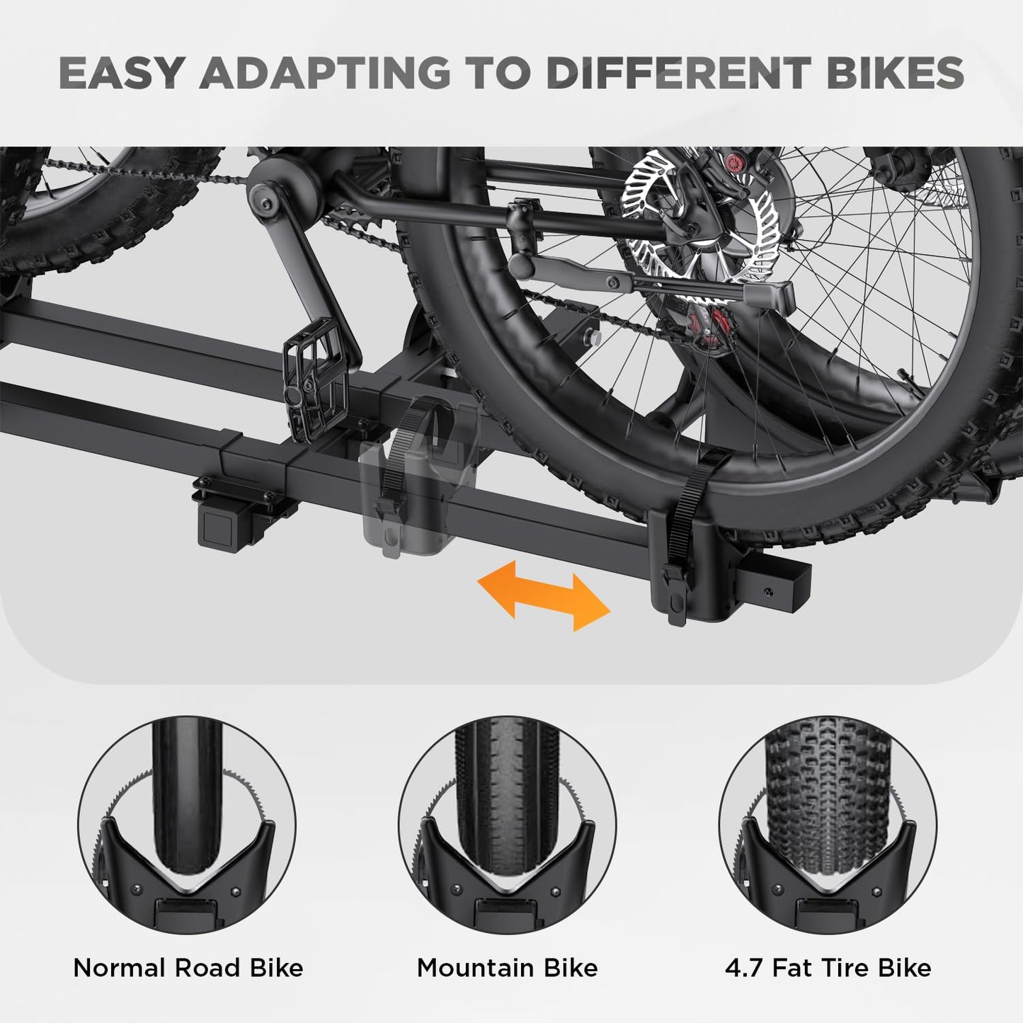 TANX Bike Racks for Ebikes,Fat Tire Bike Rack for Tow Hitch 2-Bike 200 lbs Capacity, Smart Tilting Platform for Standard E-Bikes, Fits 2-Inch Receiver