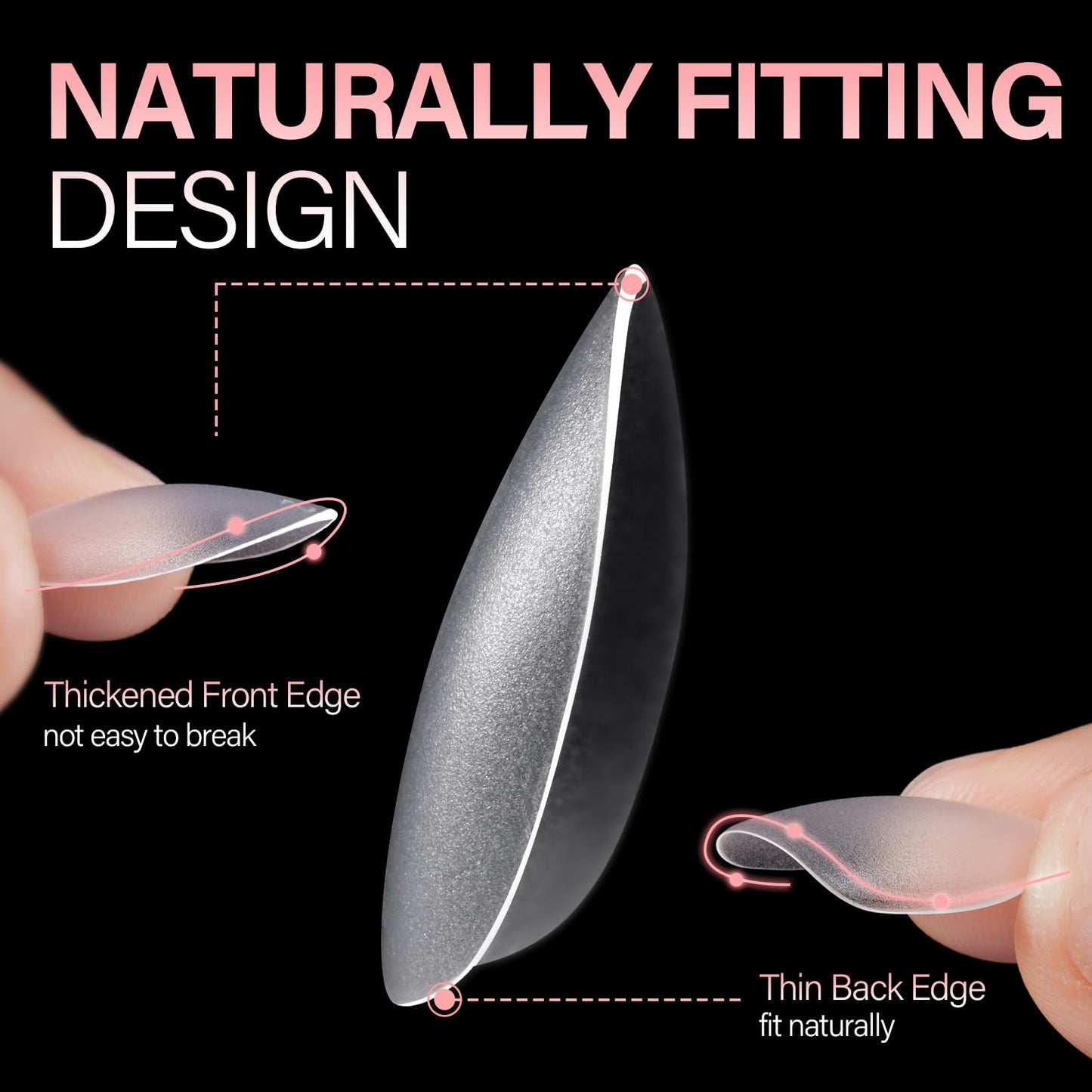 AILLSA Short Almond Nail Tips with Box, 15 Sizes Press On Gel Nail Tips Double Matte Pre-Buffed Almond Shaped Nails Tips Soft Full Cover Clear False Nail Tips for Nail Extension, 240PCS