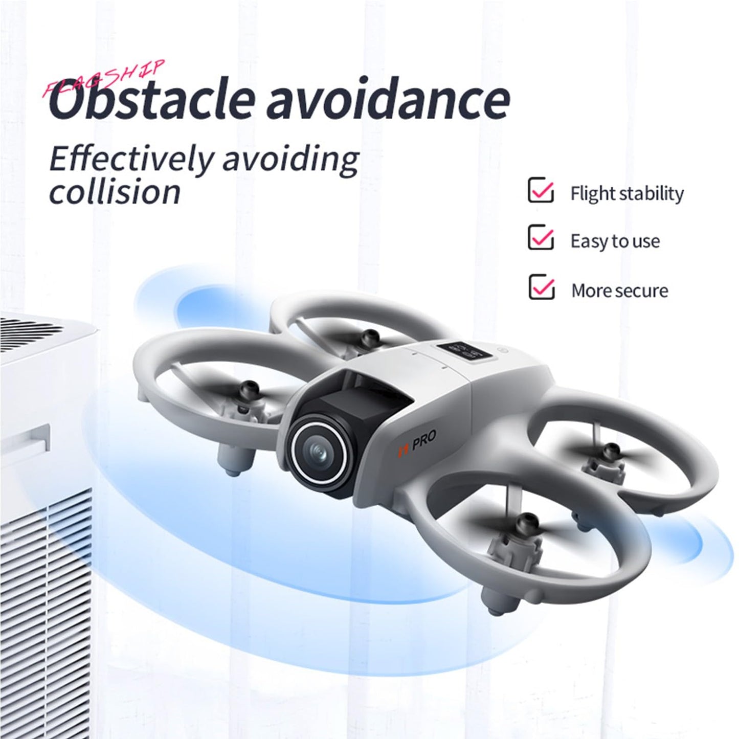 Mini Drone with Dual ESC Camera And Cool Light for Adults, Self Flying Drone that Follows You, 360° Flip, Gesture Photography/video recording, Stabilized Video