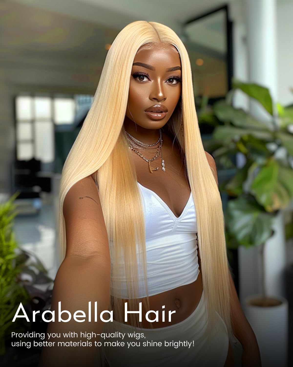 Arabella 613 Lace Front Wig Human Hair 13x4 Ready to Go Glueless Wig 12A Blonde Lace Front Wigs Human Hair 210% Density 613 Straight Hair 613 HD Lace Frontal Wig(40inch, 613 13X4 Straight Wig)