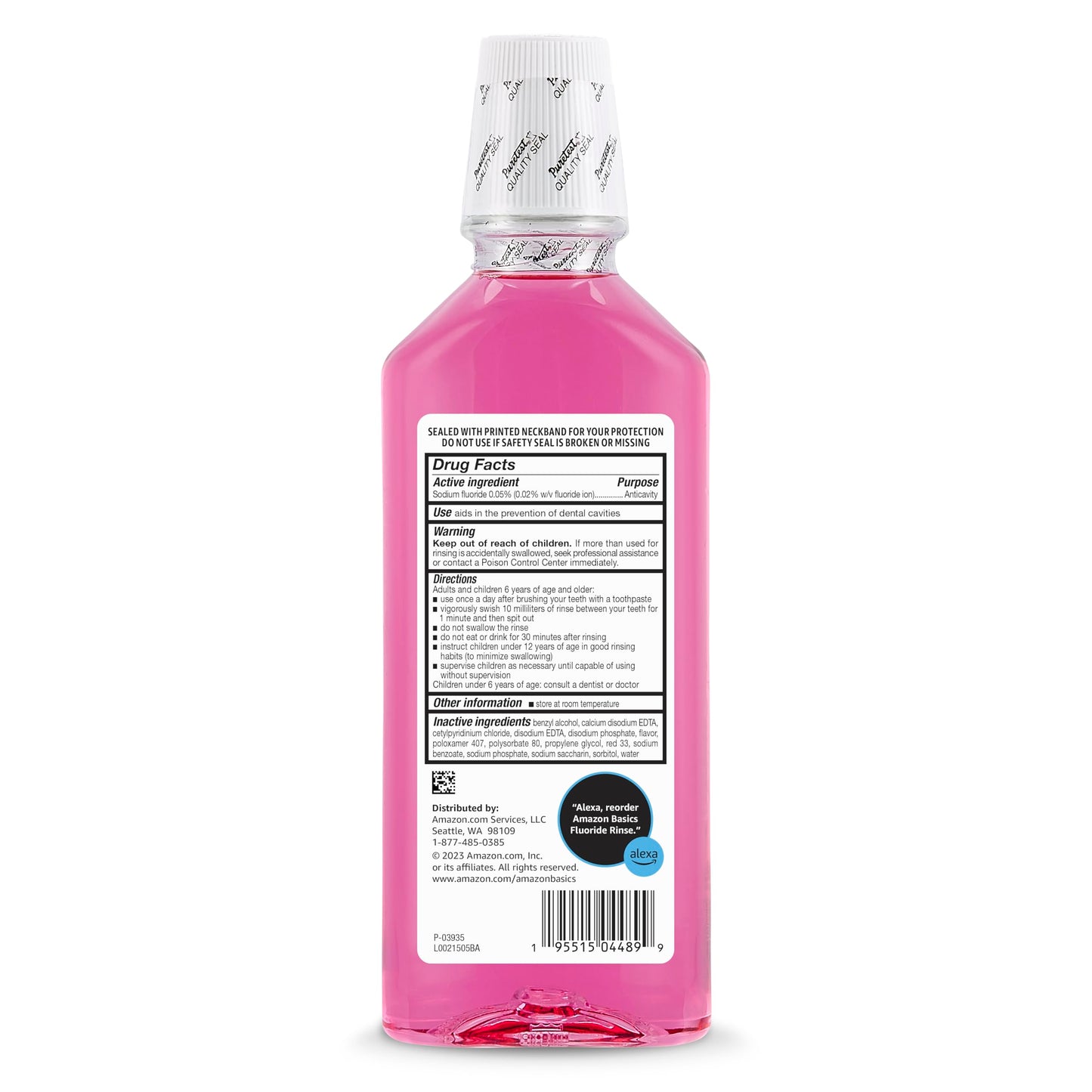 Amazon Basics Kids Mouthwash with Fluoride, Anticavity, Alcohol-Free Bubble Gum, 18 fl oz (Pack of 2)