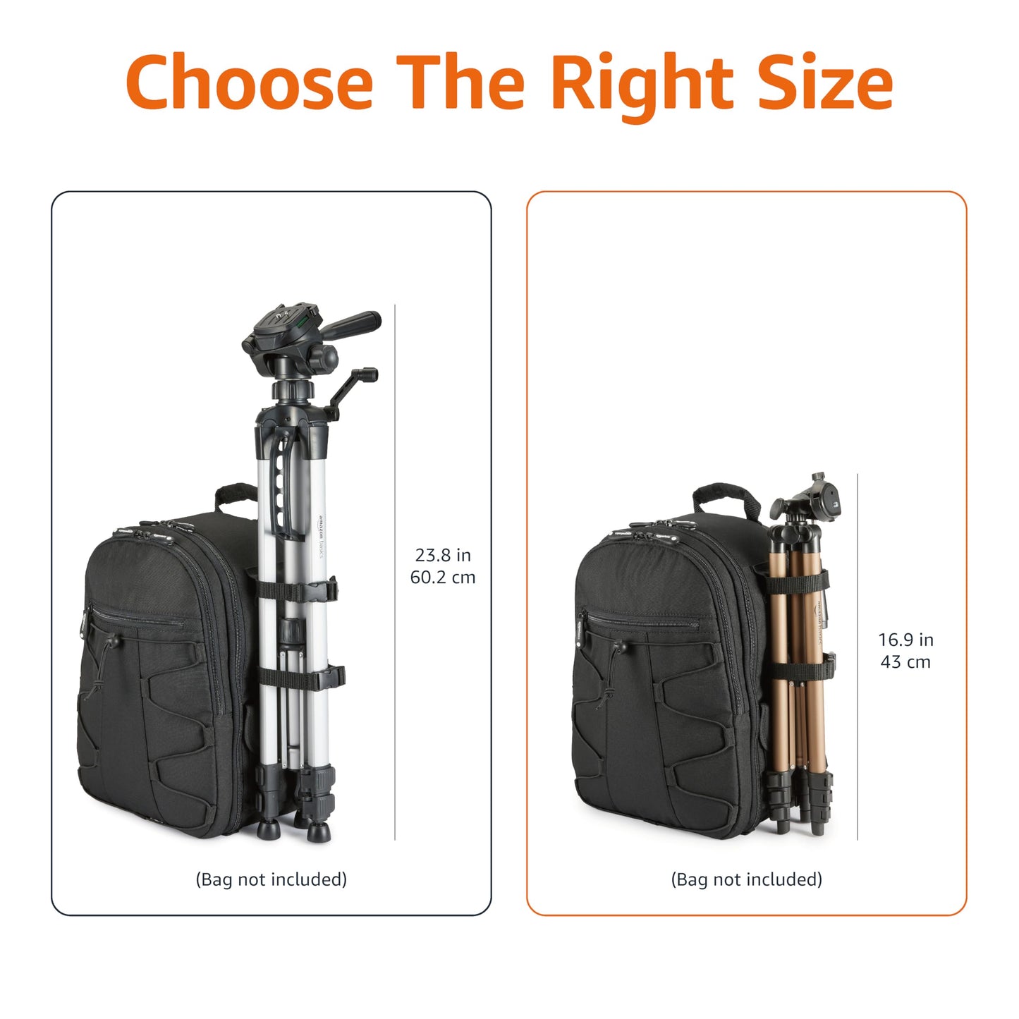 Amazon Basics 50-inch Lightweight Portable Camera Mount Tripod Stand with Bag, for Travel Photography, Champagne