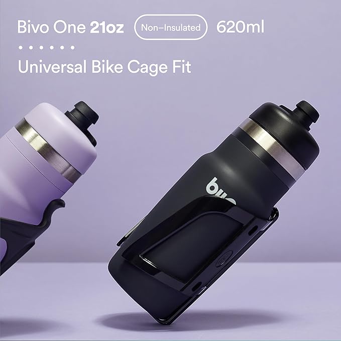 One 21oz Non Insulated Stainless Steel Bike Water Bottle - Lightweight for Cycling, Travel, Kids - No Plastic Taste, Fits Most Cages, Dishwasher Safe - (Black)