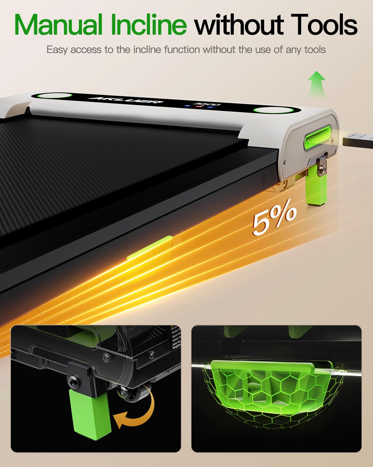 AKLUER Walking Pad with Incline, Under Desk Treadmill for Home, 2.5HP Portable Treadmills with Remote Control, 4 in 1 Incline Treadmill with LED Display